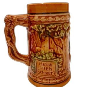 Vintage Ceramic German Stein Beer Mug A Happy Heart Heals All Pain